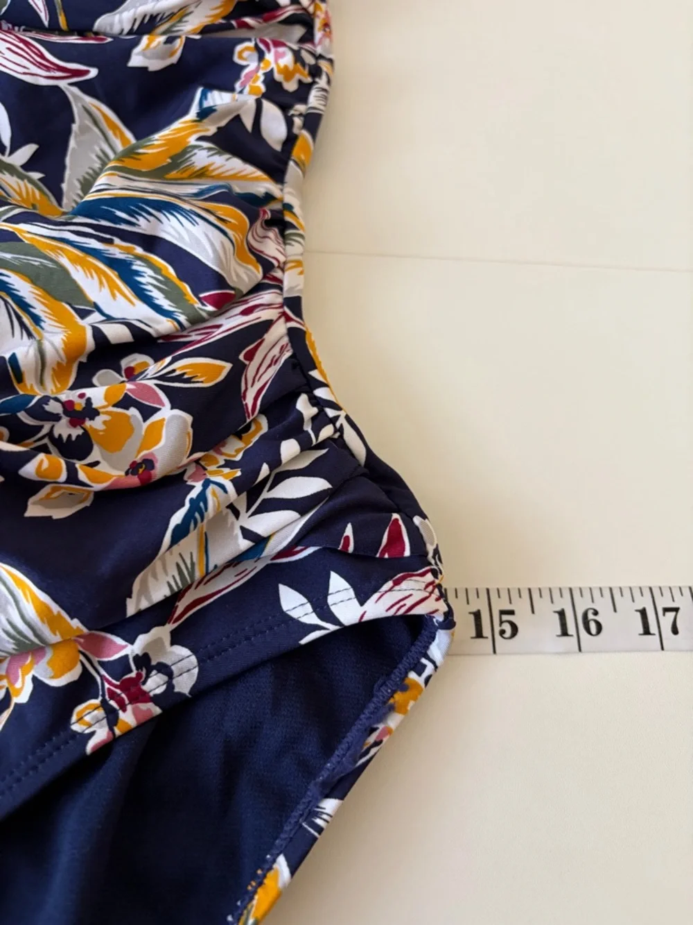NWT Anne Cole Navy One-Piece Halter Neck Tropical Print Swimsuit (10) Vacation